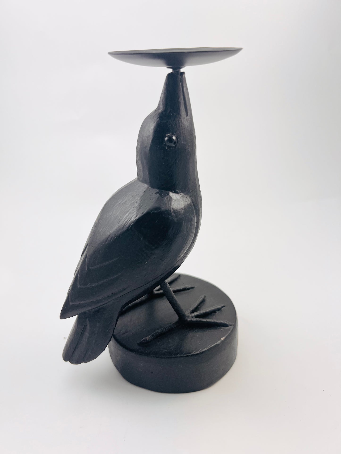 Wood Craved Raven Stand