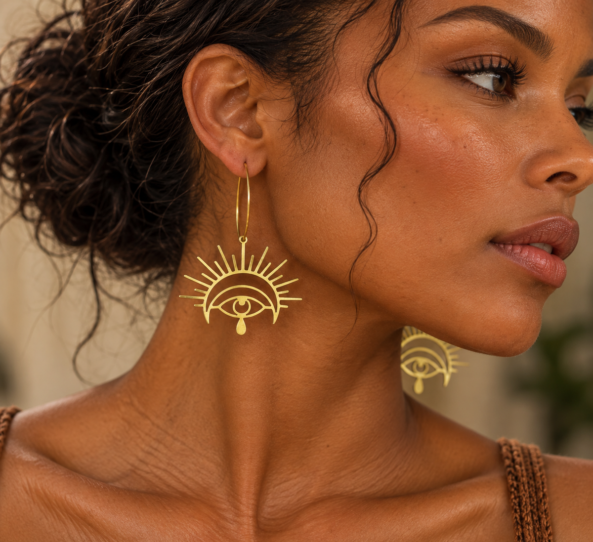 Akasha Gold Hoop Earrings | Intuition + Protection
