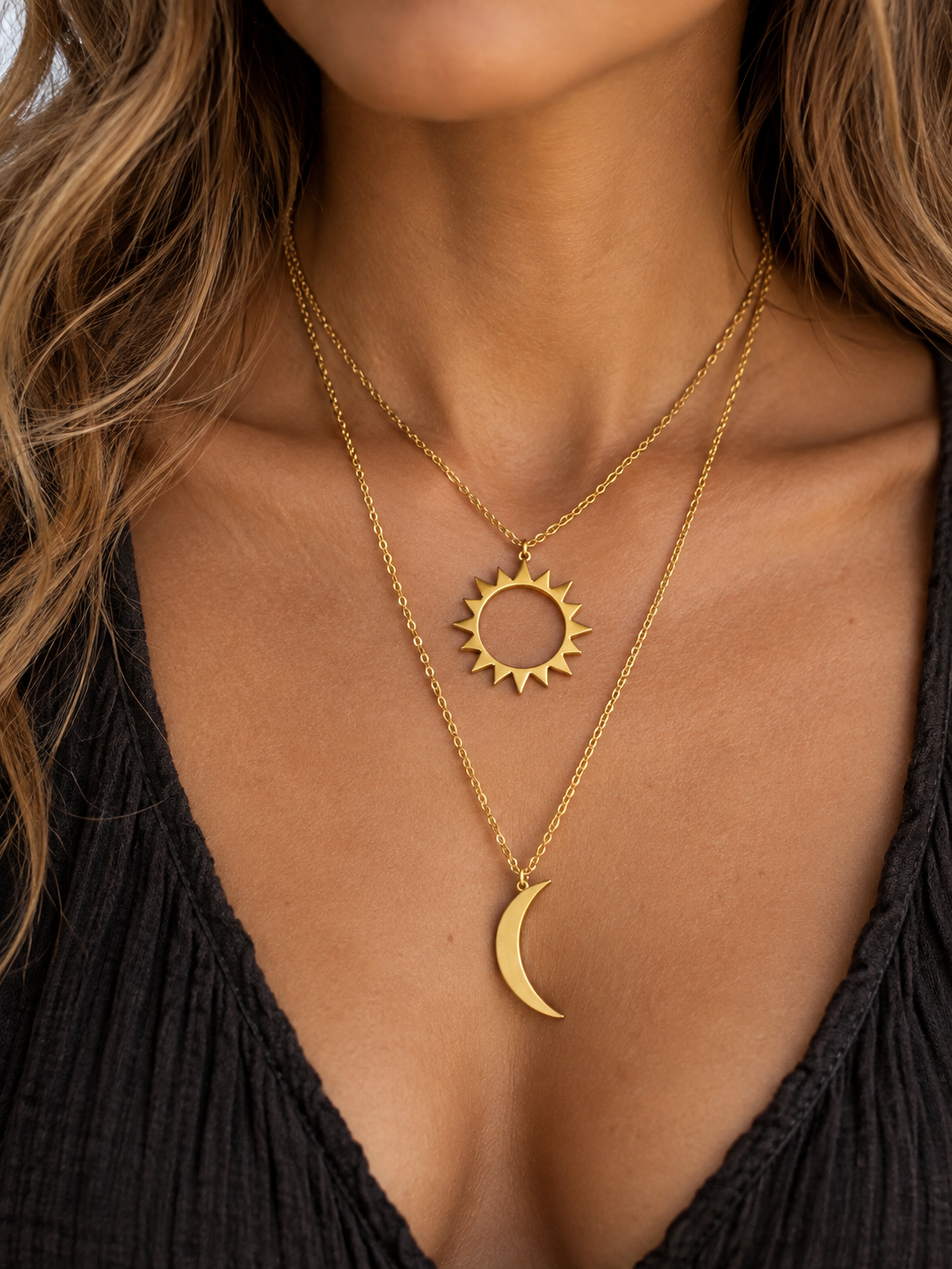 Sun + Moon Necklace Set | Intuition + Power