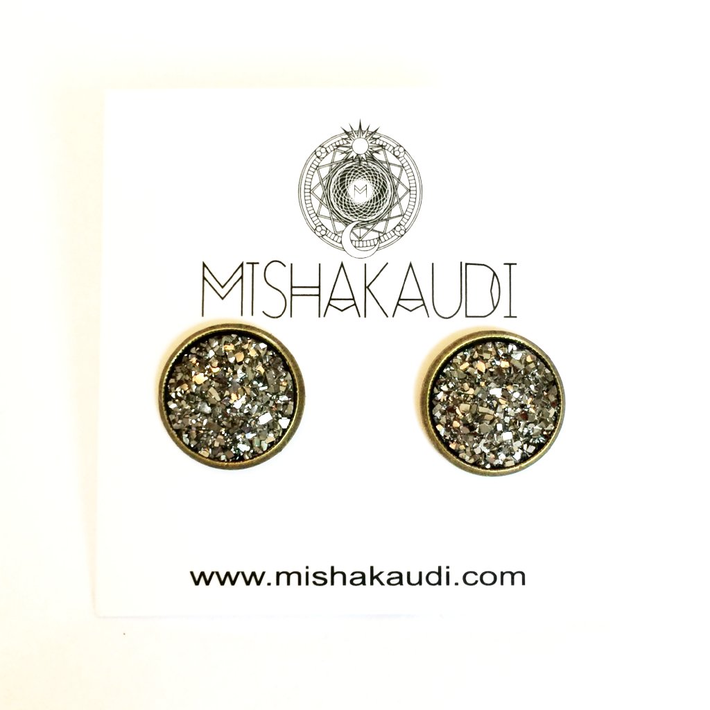 Druzy Post Earring