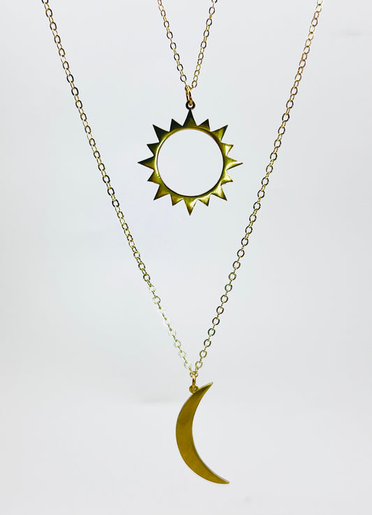 Sun and Moon Necklace Set