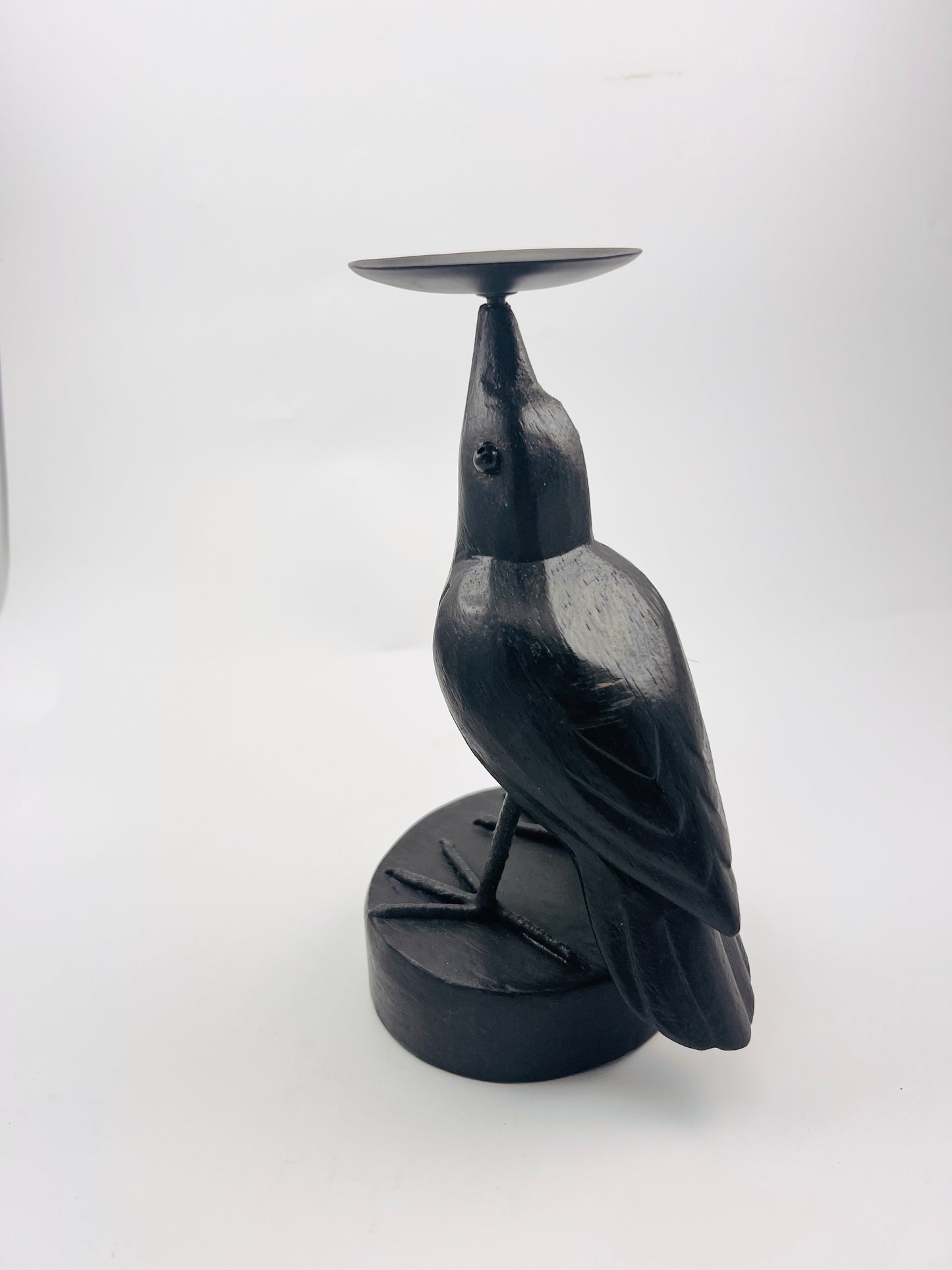 Wood Craved Raven Stand