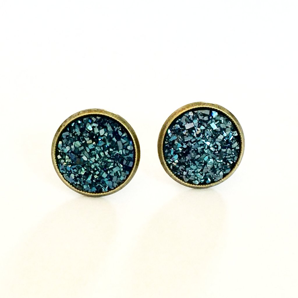Druzy Post Earring