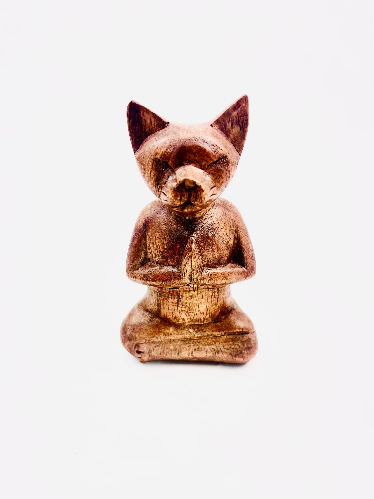 Meditating Cat Carving